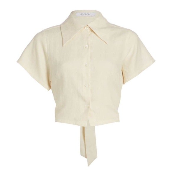 HEVRON***MILA Linen Ivory Cropped Top***XS $295 - Picture 2 of 4